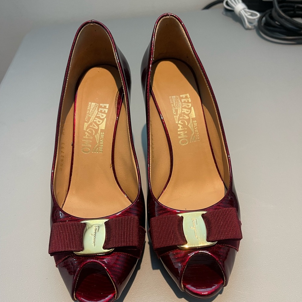 Salvatore Ferragamo Red Heels with Bow Detail